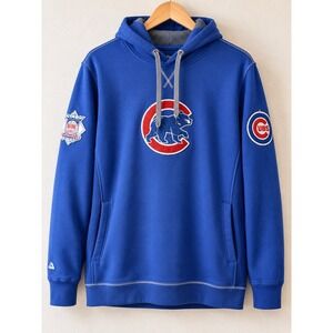 Majestic Chicago Cubs Hoodie Mens M Chenille Logo NL Heritage Patch MLB